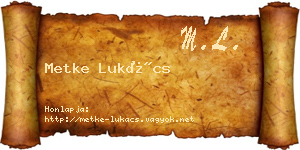 Metke Lukács névjegykártya